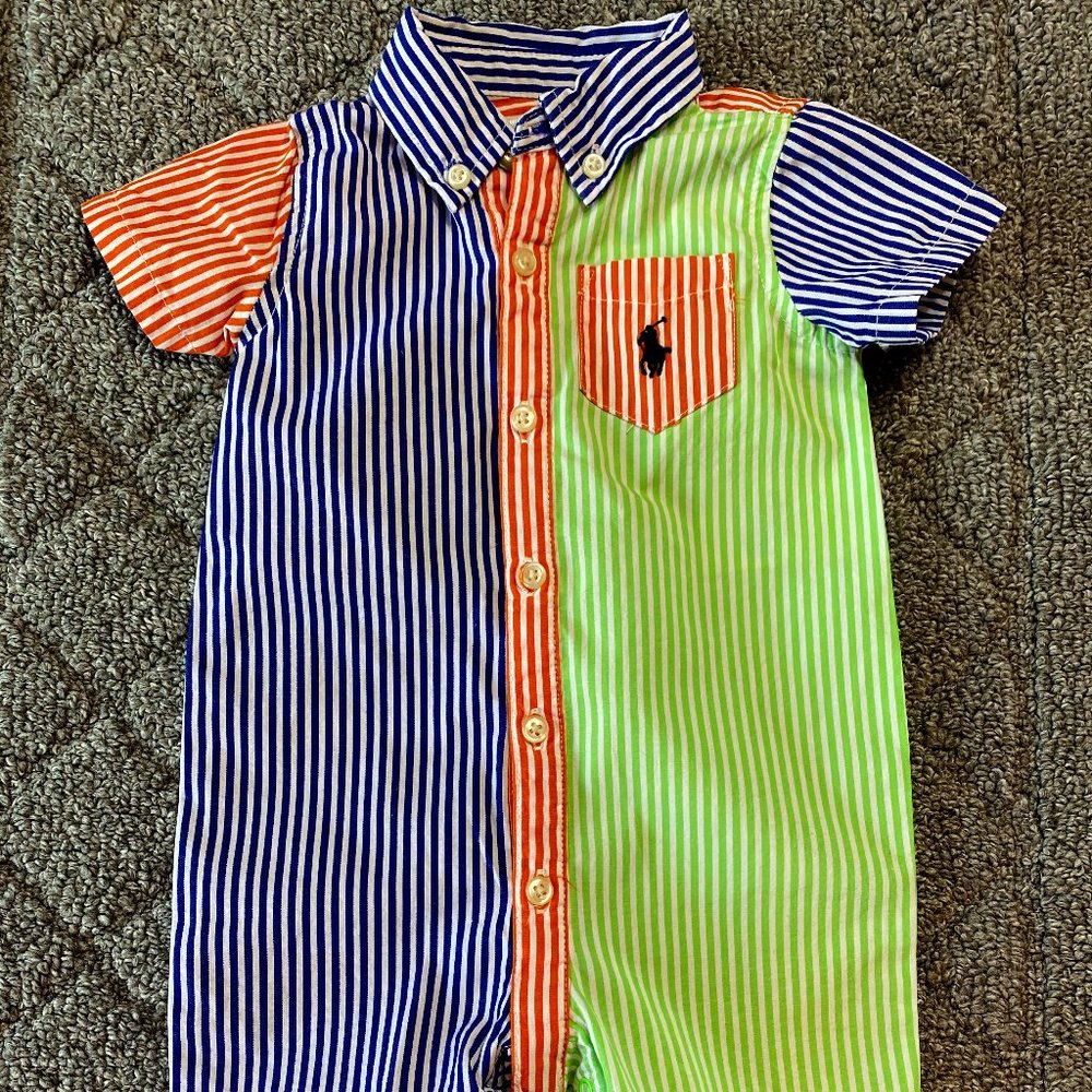 Ralph Lauren-3M Boys, stripe, short, one piece